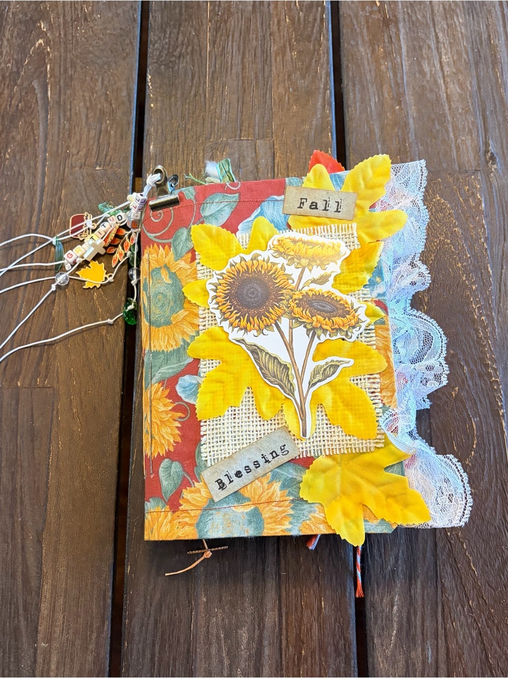 Fall Autumn Junk Journal Sunflower Thanksgiving Leaves Softcover Decorated 3 Sig